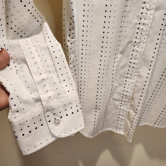 Liz Clairbone white and black Polka Dot long Sleeves plus size cotton blouse 16 - Picture 5 of 11